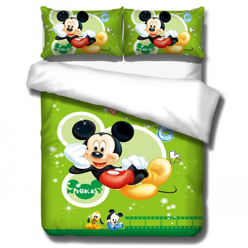 Mickey 4 Комплект постельного белья с Микки Маусом и Минни Маус, пододеяльник, наволочка для взрослых, Постельный набор для детской кровати, одинарный, Королевский размер, домашний текстиль, 3 шт - Цвет: Mickey 4