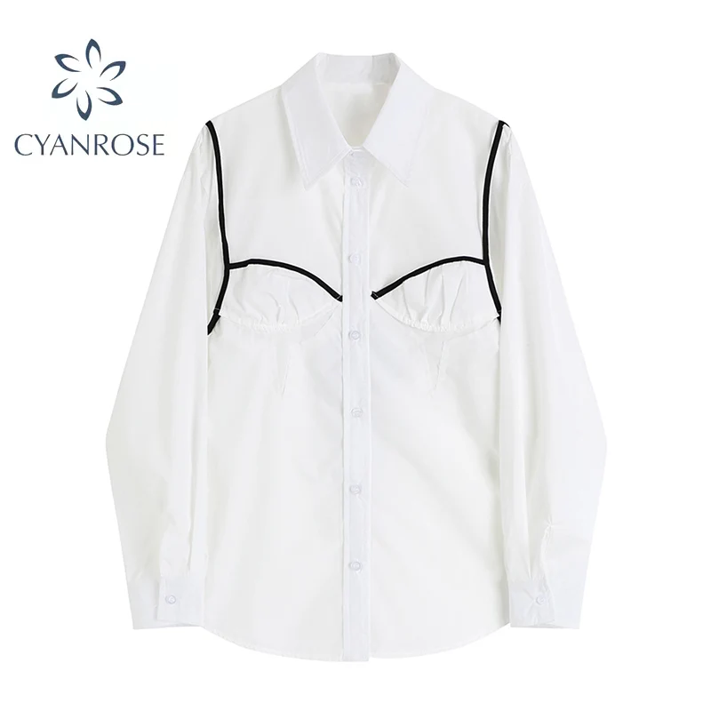 Женская Осенняя блузка с длинным рукавом и бантом однобортная отложным