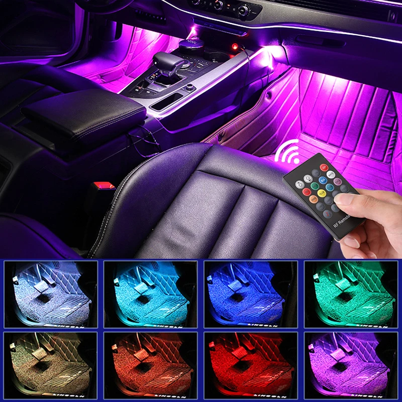 

Светодиодная Автомобильная подсветка, лампа для освещения с Usb, дистанционное управление, беспроводное управление, модные автомобильные ин...
