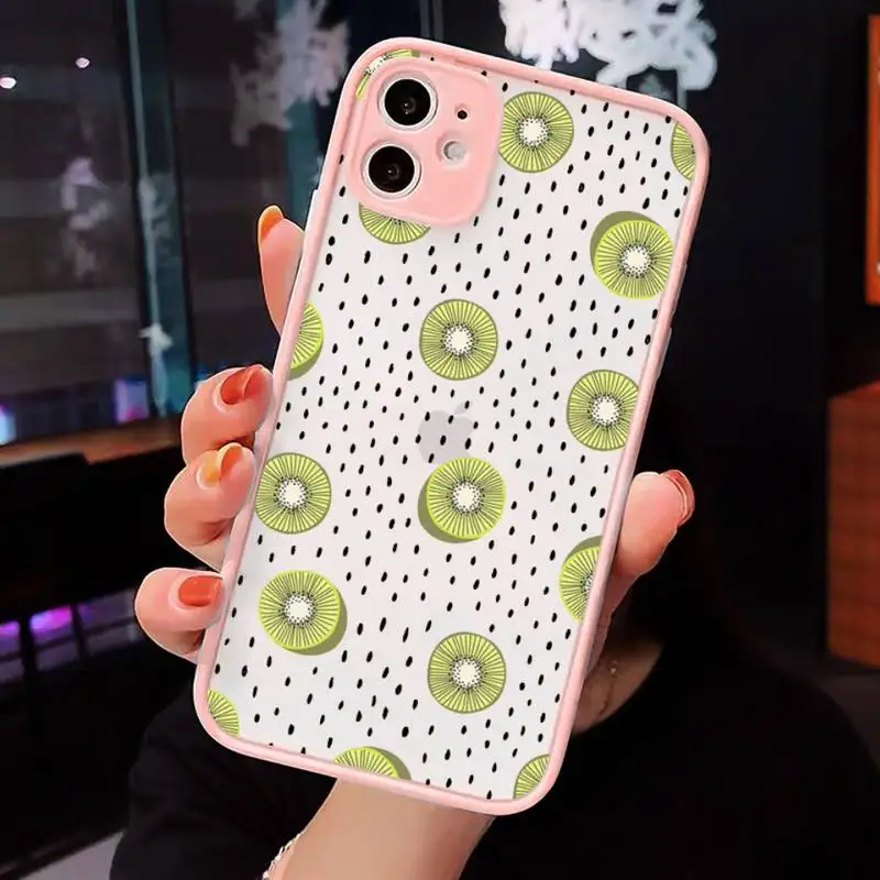 

Cartoon fruit cute dragon fruit kiwi Phone Case Matte Transparent for iPhone 7 8 11 12 s mini pro X XS XR MAX Plus cover funda