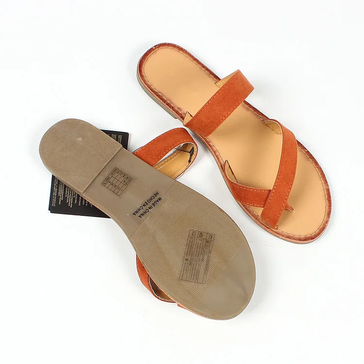 

Beach Shoes Flock Slippers Flat Rubber Flip Flops Slides Sabot Hawaiian Basic PU Fretwork Flock Shoes Woman 2021 Slippers Flat S