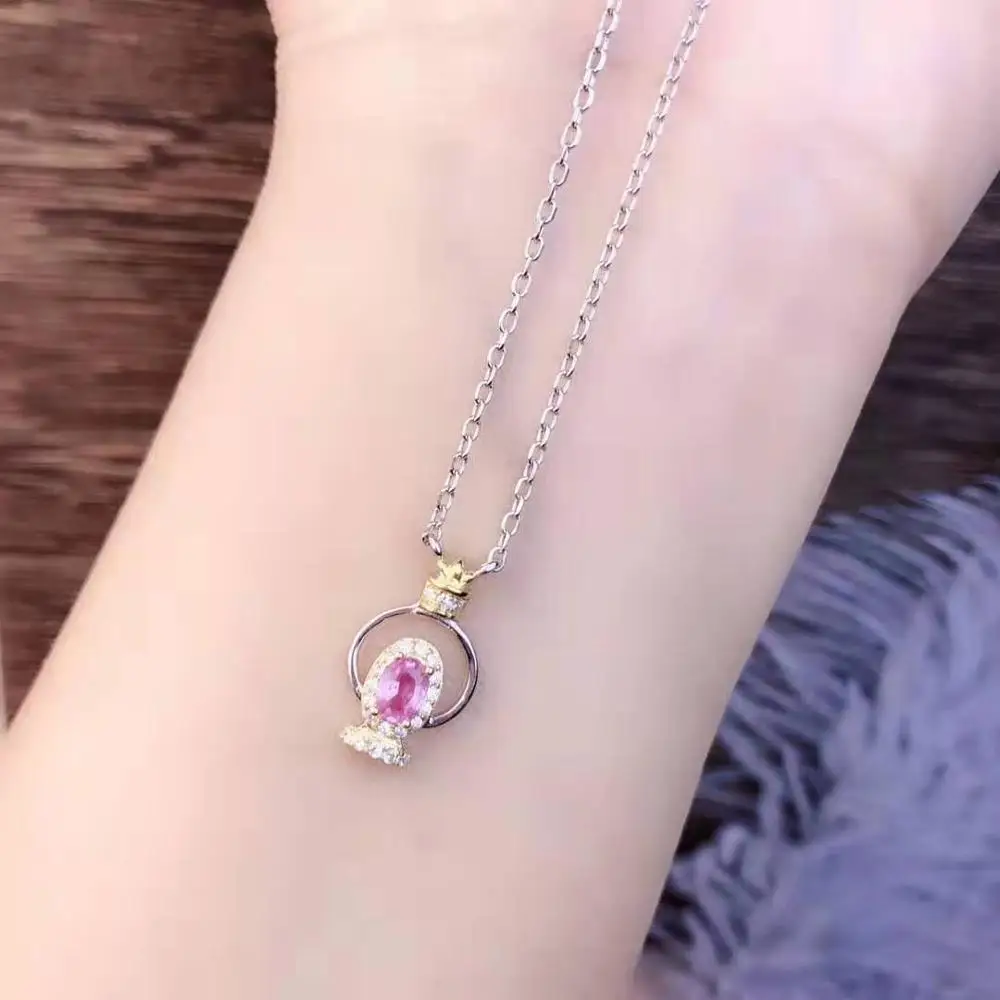 Ожерелье из розового сапфира 4 Х5 мм