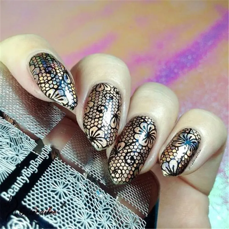 BeautyBigBang 6*6 см квадратная пластина для штамповки ногтей кружева цветок аксессуары для дизайна ногтей шаблон изображения пластины трафареты для штамповки ногтей плесень