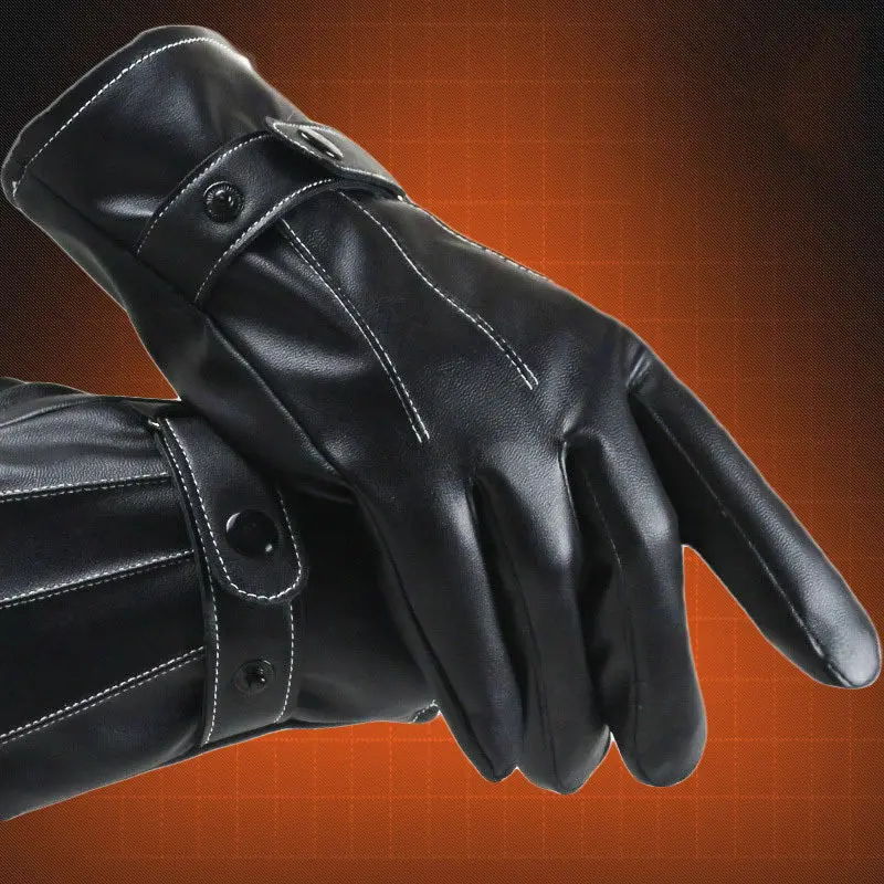 Перчатки Meihuida мужские зимние из искусственной кожи с пальцами теплые перчатки