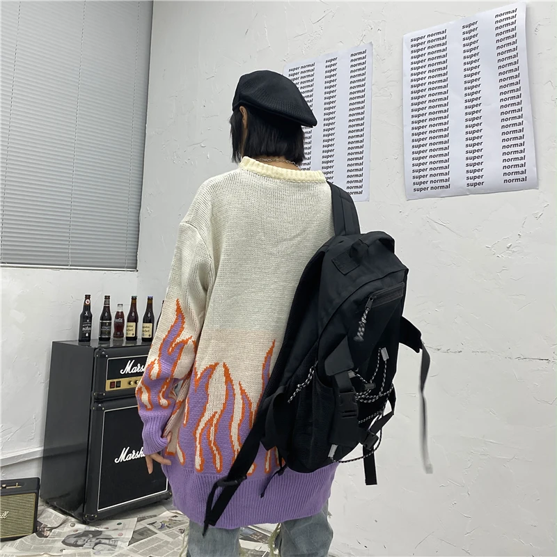 2020 New Arrival Women Sweaters Korean Chic Long Sleeve Fire Pattern Sueter Mujer Harajuku Streetwear Oversize Female Pullovers | Женская