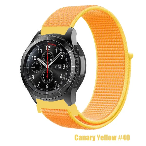 22 мм 20 мм ремешок для часов samsung galaxy watch active 42 мм 46 мм gear S3 s2 Frontier классический ремешок huami Amazfit bip huawei gt 2 - Цвет ремешка: Canary Yellow 40