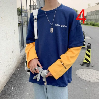 

2019 autumn Korean retro cartoon printed long-sleeved T-shirt men loose trend