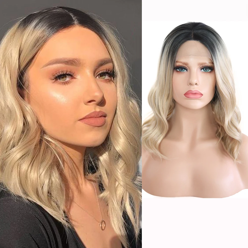 

Charisma Ombre Blonde Wavy Wig For Women Synthetic Hair Cosplay Lace Front Wig Glueless Heat Fiber Bob Replacement Wig African
