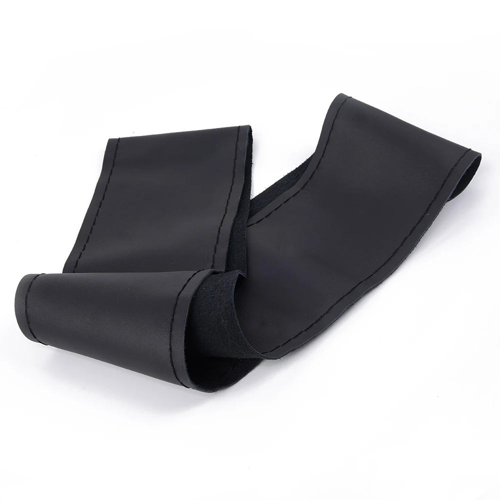 

Black Wheel Universal Cover Professional 10.3cm Car Cowhide 38cm Sewing