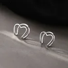 CIAXY 925 Стерлинговое Серебро геометрической формы в форме сердца серьги для женщин полый дизайн небольшие серьги манжеты модных ювелирных изделий