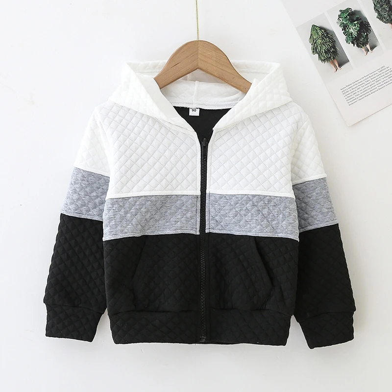 

Вафельная куртка с капюшоном для мальчиков, цветные топы, Детская рубашка на молнии