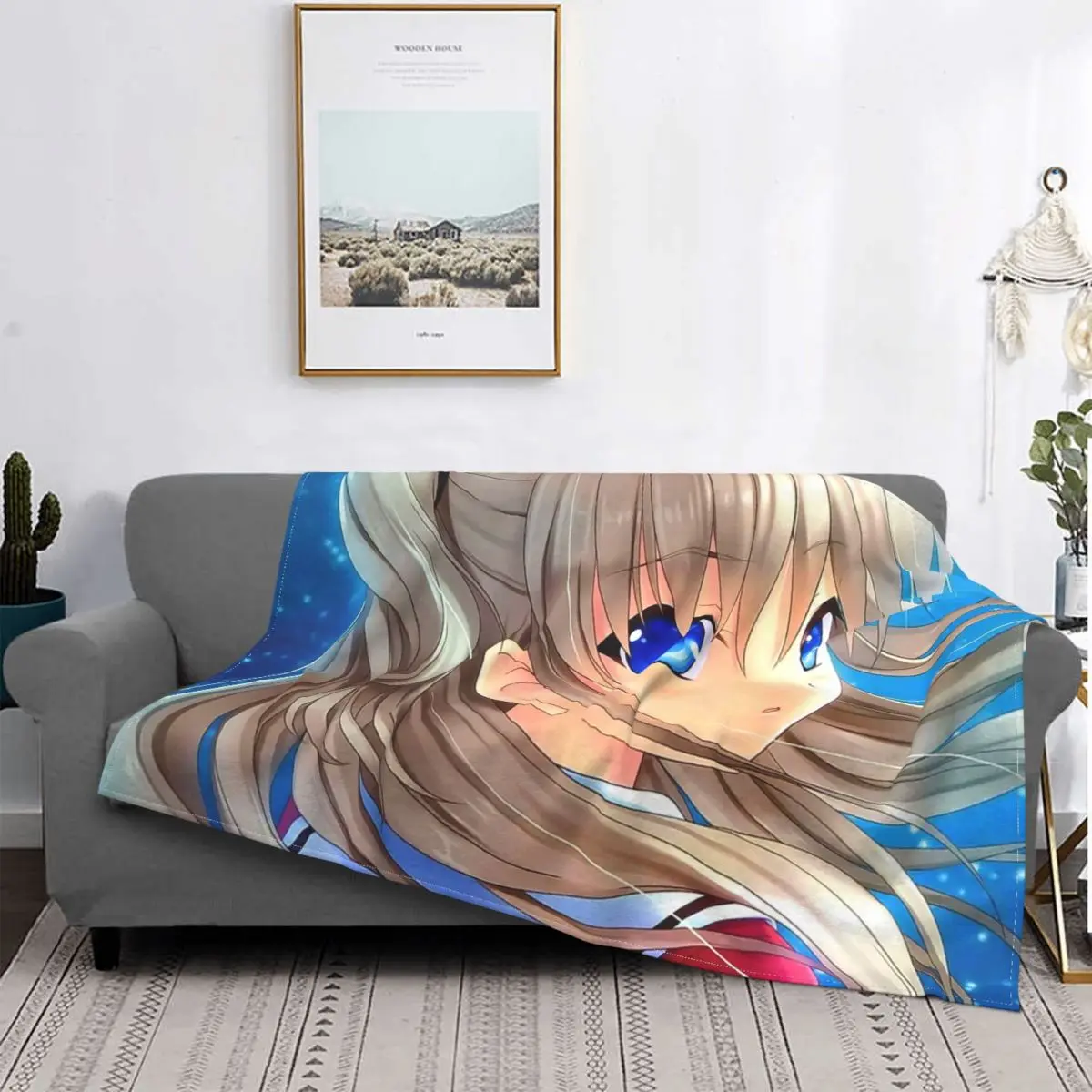 

Anime Blanket Girls Plaid Stitch Cotton Spring Autumn Coral Fleece Throw Blankets For Bed Travel Essentials