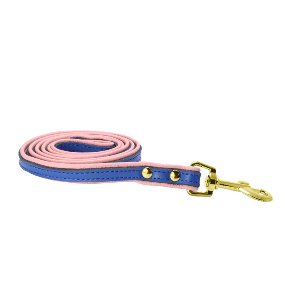 Розовые собаки поводки Золотая застежка двухслойная Натуральная Кожа