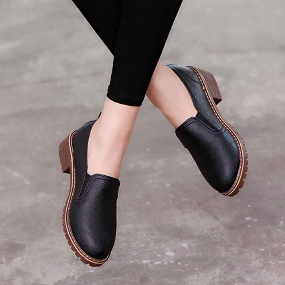 

New Women Autumn Shoes Girls Waterproof Oxford Shoes Female PU Leather Shoes Lesies Causal Shoes