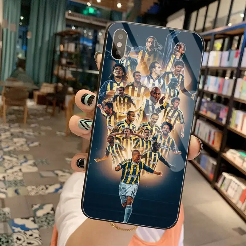 Турция Fenerbahce Футбол черный мягкий чехол для телефона закаленное стекло iPhone 11 Pro XR
