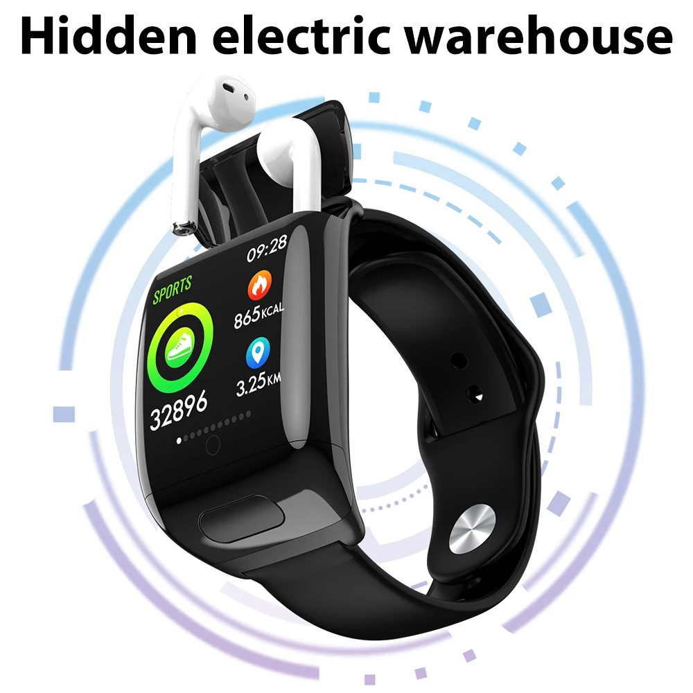 Новые беспроводные наушники умные часы мужские и женские пульсометр спортивные