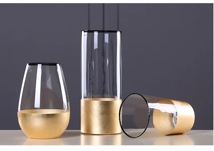 European Retro Glass Vase Metal Alloy Gold Modern Table Creative Home Decorative Artificial Flower Bottle for Wedding | Дом и сад