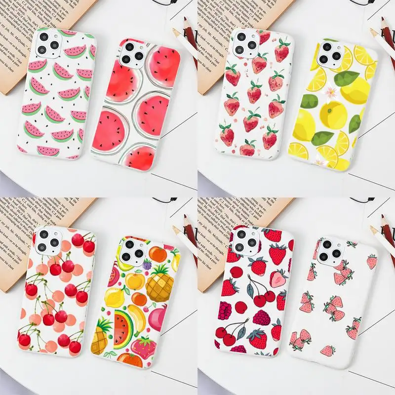 

Fruit strawberry watermelon Phone Case for iphone 13 12 mini 11 Pro Max X XS XR 7 8 6 6S Plus Solid Color Capa