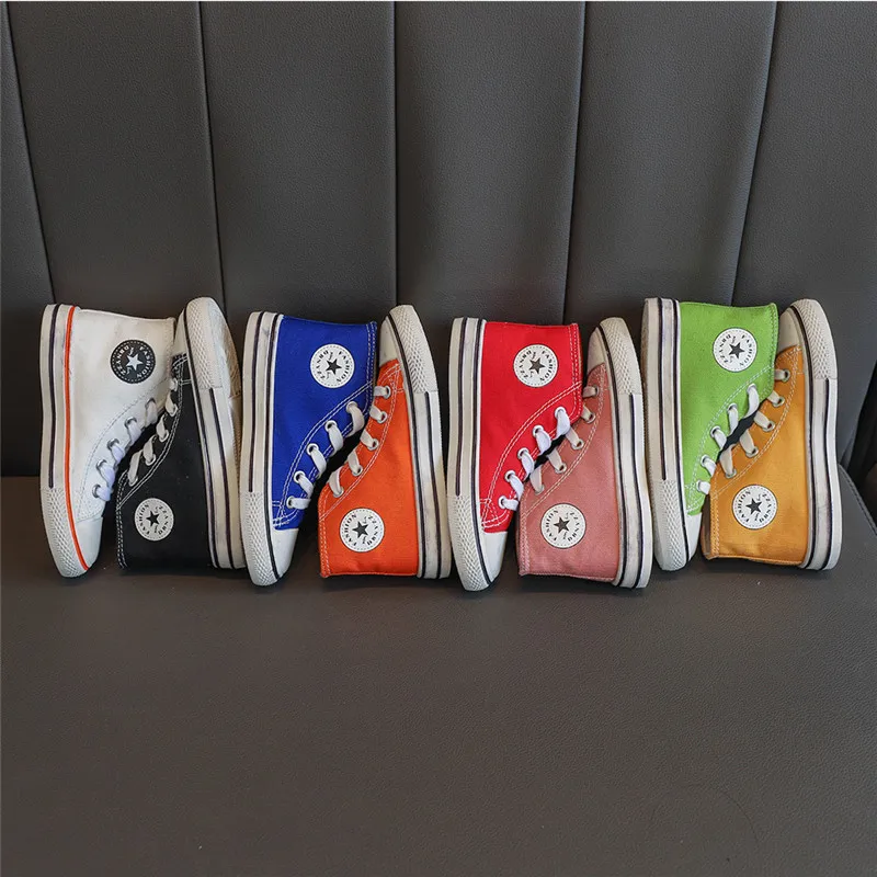

Children's Canvas Shoes 2021 New Korean High-top Sports Shoes Boys and Girls Shoes Baby White Shoes Casual Shoes Tennis Shoes