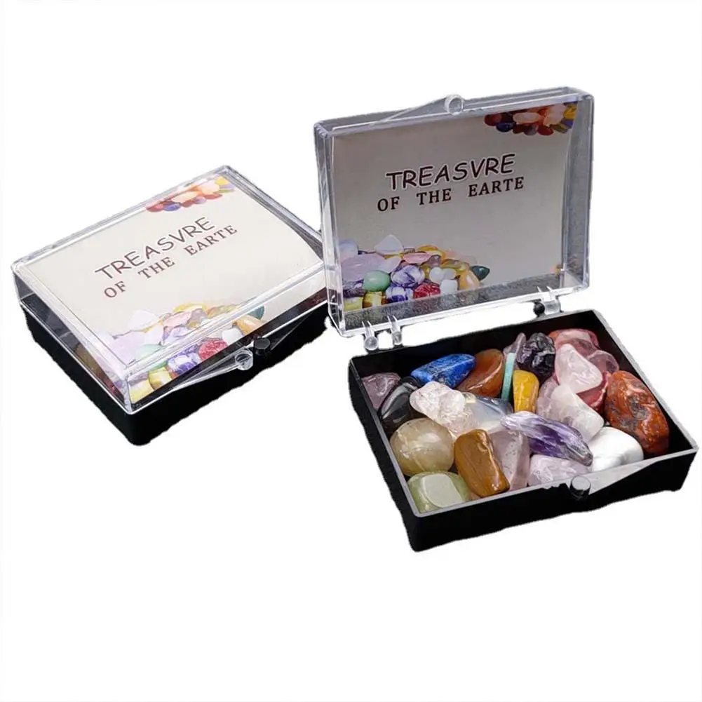 

Natural Crystal Agate Stone Colorful Rocks Ore Collection Mini Mineral Stone Box Natural Mineral Specimen Kit Stone Gift Box