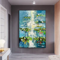 water lily large abstract wall art hand painted oil painting modern thick oil canvas painting for living room wall decoration
