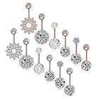 6 шт 14G 316L нержавеющая сталь цветок пупка кольцо пупка Пирсинг Штанга CZ камень инкрустация пирсинг ювелирные изделия