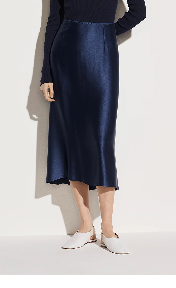 Женская атласная Юбка миди Za однотонная черная или белая длинная юбка из