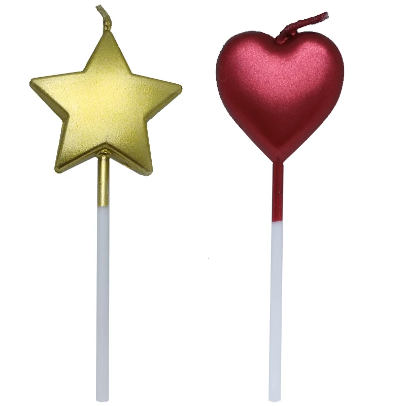 Романтическая пентаграмма свеча на день рождения блестящая краска золотой