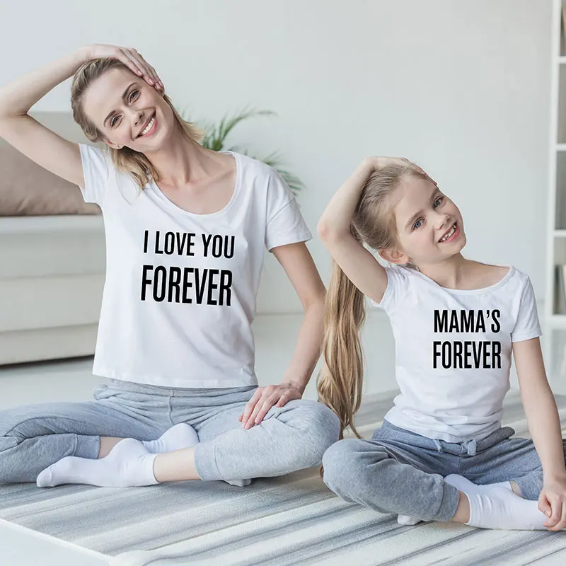 

Лето 2020, новые платья для мамы и дочки, персонализированная хлопковая блуза с короткими рукавами и круглым вырезом для мам и девочек, свобод...