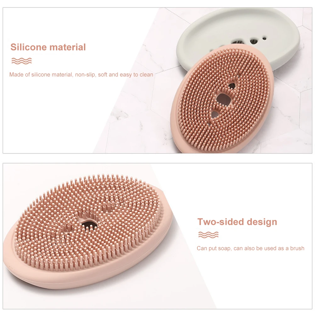

High Quality Silicone Soap Dish Drain Cleaning Brush Bar Soap Holder Soap Saver Box Container for Bathroom