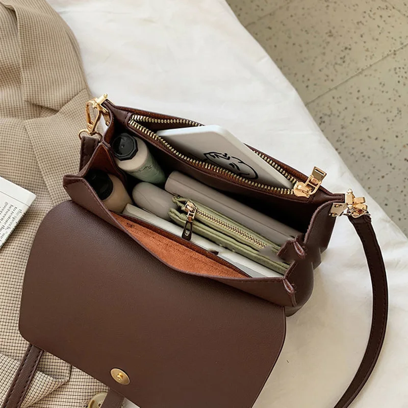 Женская сумка через плечо однотонная женская элегантная подходящая ко всему