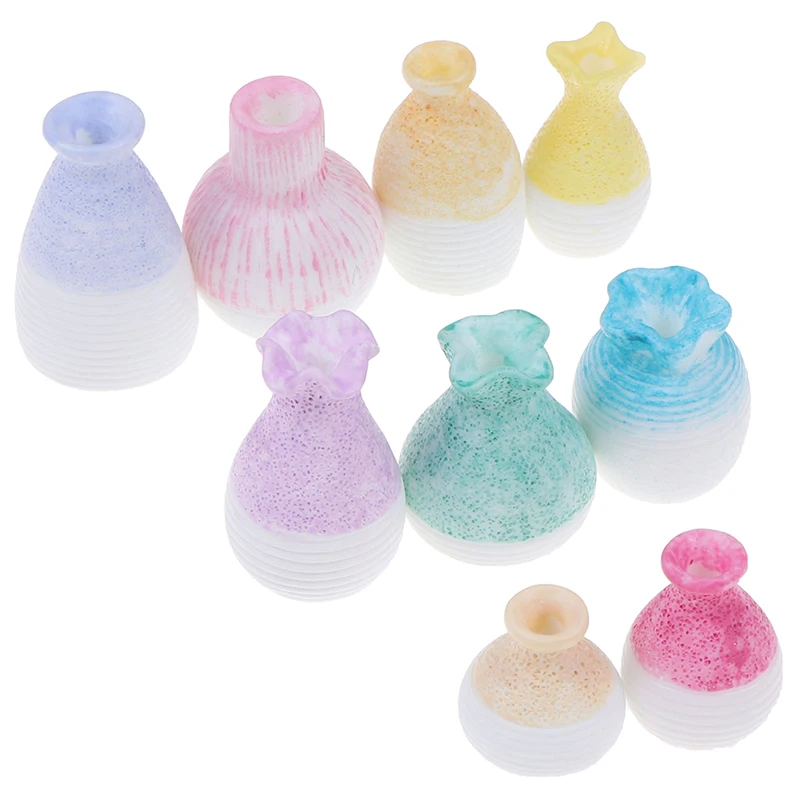 1:12 Кукольный домик Миниатюрные красочные цветочные горшки мини ваза кукольный садовая мебель глиняный