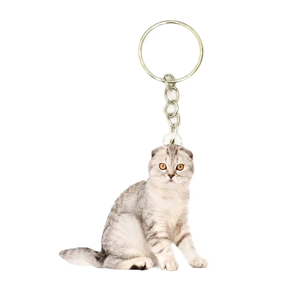 Акриловый брелок для ключей с кошкой новые коричневые Коты стальные брелоки