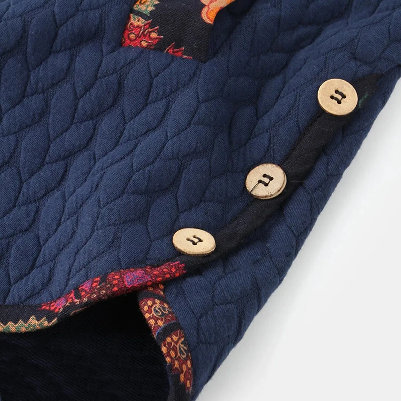 

Women Fashion Retro Printing Splicing Button Hood Cardigan Long Sleeves Coat Jacket Casual High Quality Warm Overcoat Long Coats