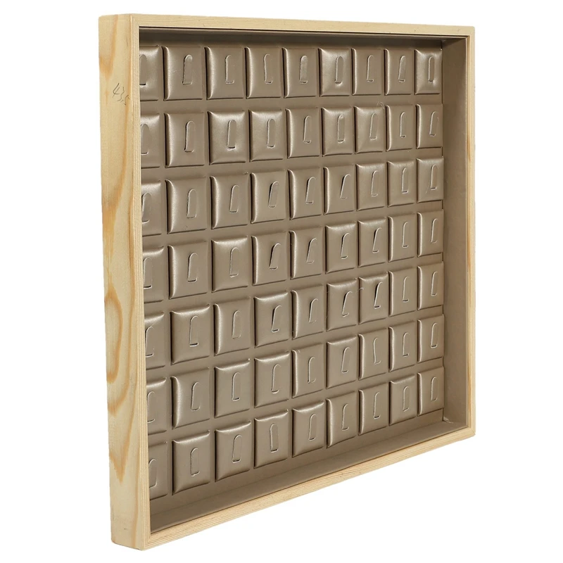 

Fashion Brushed Leather Jewelry Stand Ring Earrings Necklace Jewelry Display Wooden Side Tray Storage Display