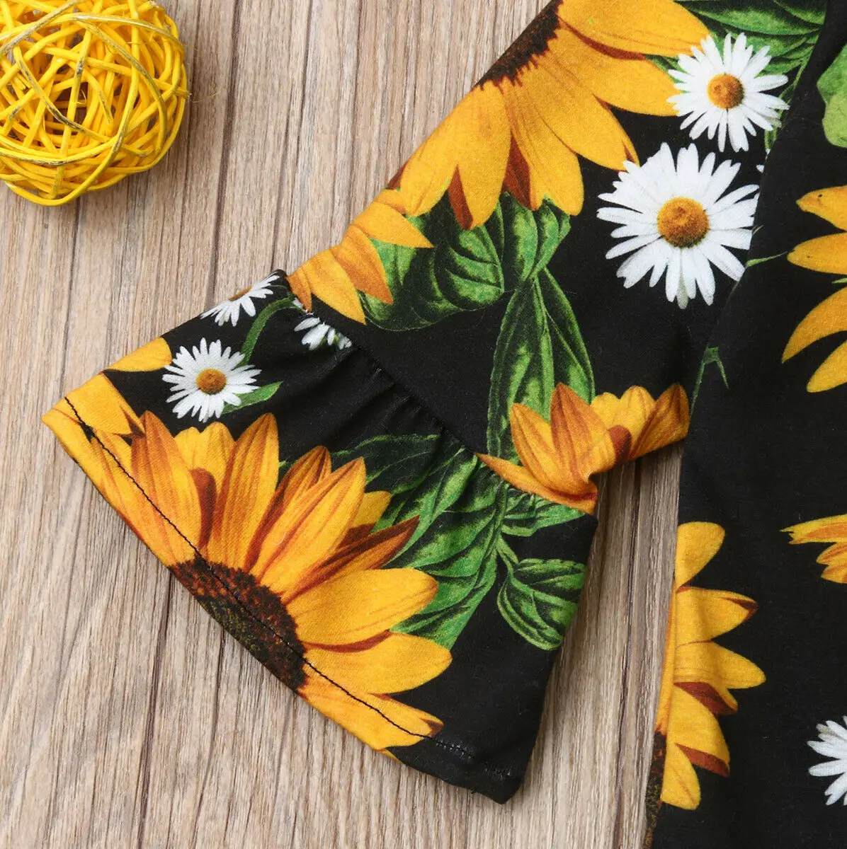 2019 брендовый летний комбинезон с расклешенными рукавами и подсолнухами для