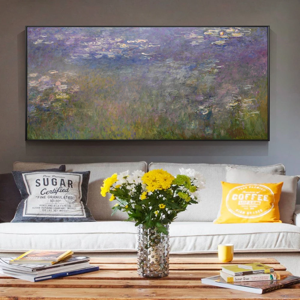 Большой Monet ВОДНЫЕ ЛИЛИИ Масляные картины печать на холсте художественные