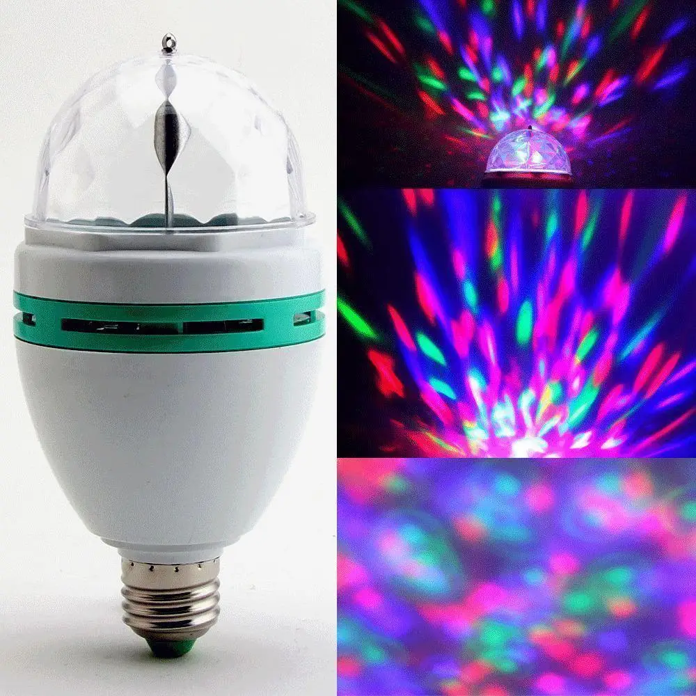 E27 3 Вт 100 240 в цветной автоматический вращающийся RGB светодиодный сценический