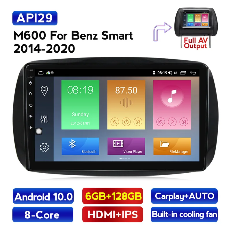 

8 ядер 6 + 128G Голосовое управление Android 2.5D сенсорный экран для Benz Smart 2014-2020 Автомобильный dvd Радио мультимедийный плеер GPS навигация DSP