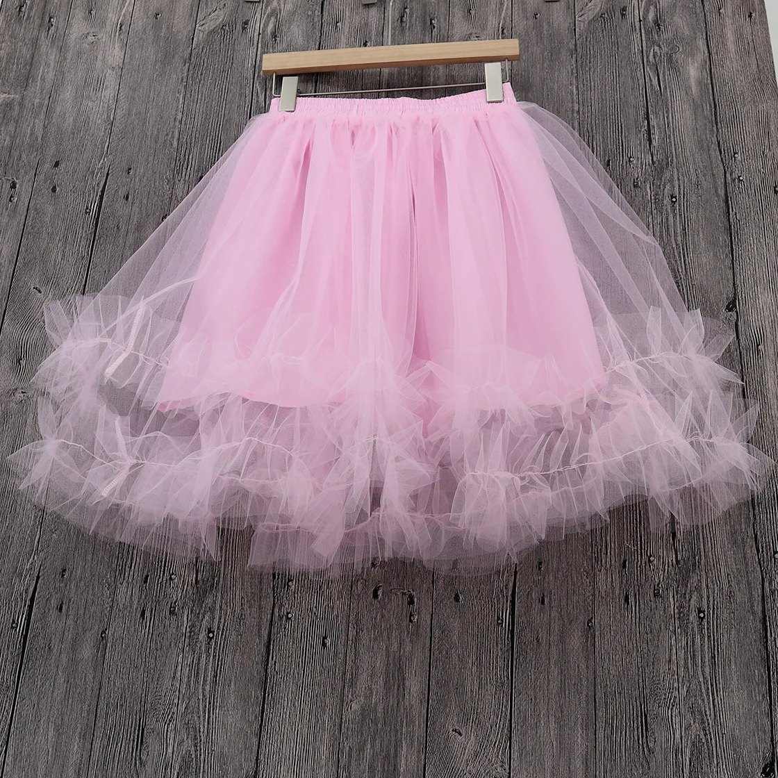 Женская фатиновая юбка пачка с завышенной талией розовая до колен большие