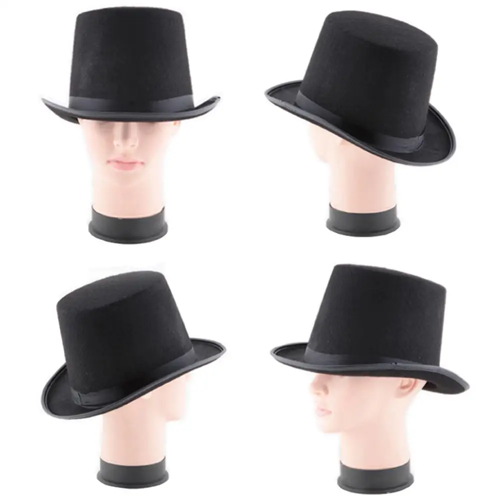 Черная атласная шляпа мага верхняя конного спорта топ джазовая сценическая