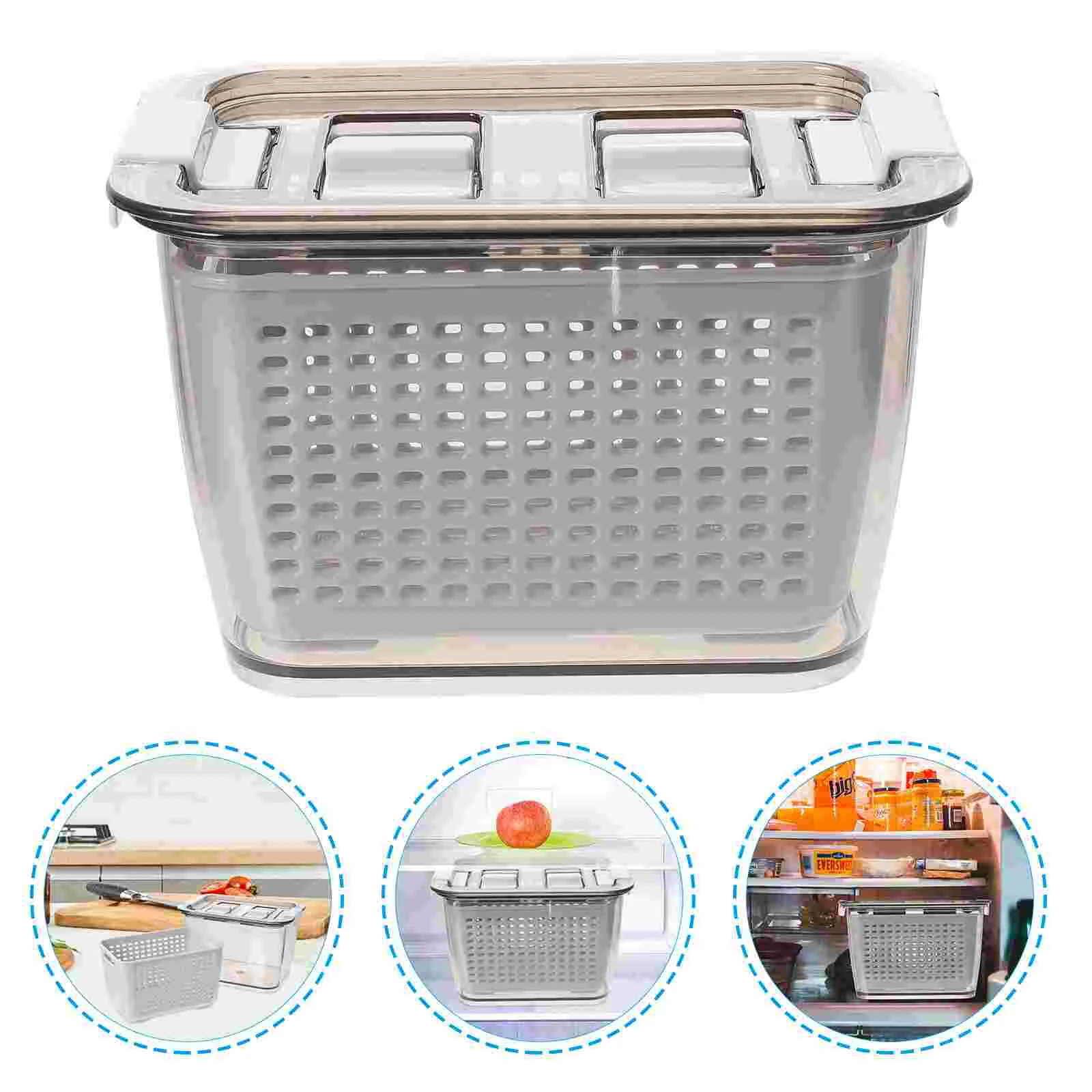 

1Pc Fruit Vegetable Washing Drain Box Kitchen Refrigerator Preservation Box