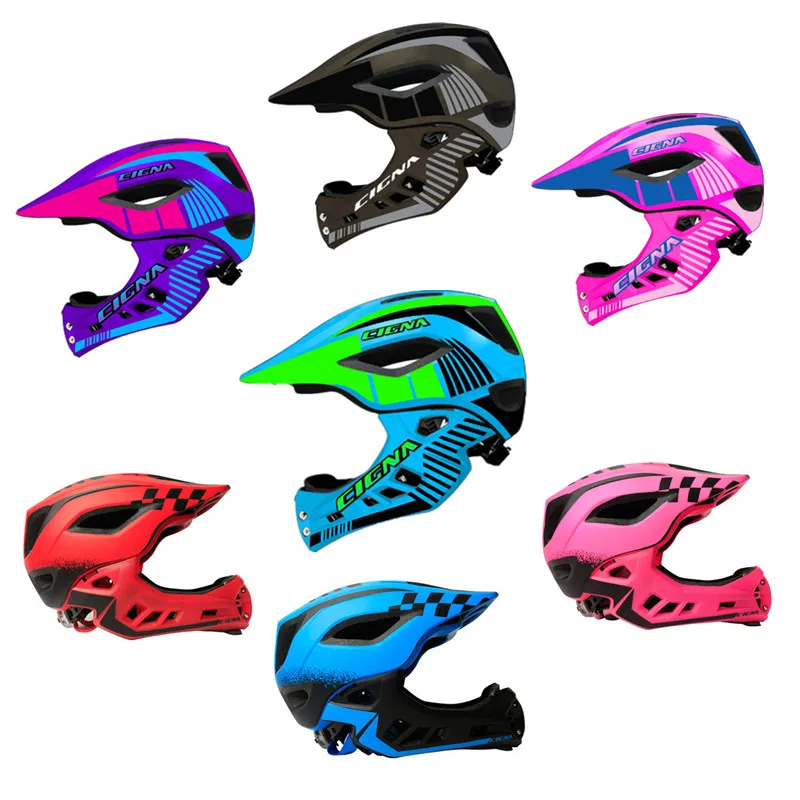 Съемный Детский велосипедный шлем с подсветкой защитный на все лицо для детей