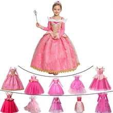 Children Sleeping Beauty Carnival Costume Halloween Cosplay Girls Princess Dress Aurora Ball Gown Kid Birthday Party Props Frock