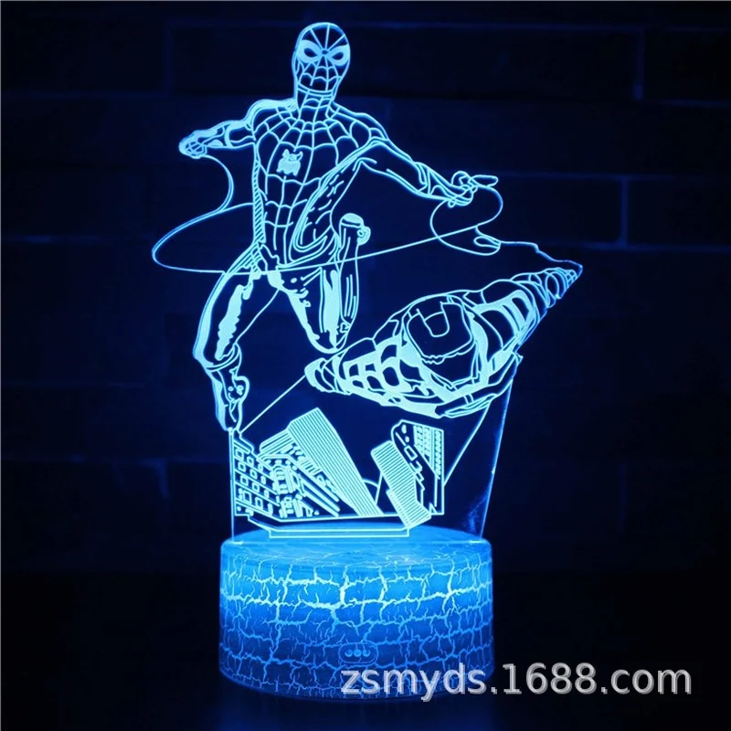 Настольная 3d лампа Железный человек Disney визуальный стерео цветной ночсветильник
