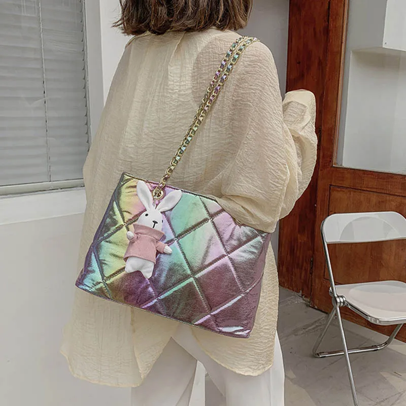 

Сумка на плечо женская с ромбовидной вышивкой, стильная модная сумочка на тонкой цепочке, мессенджер из искусственной кожи, лето