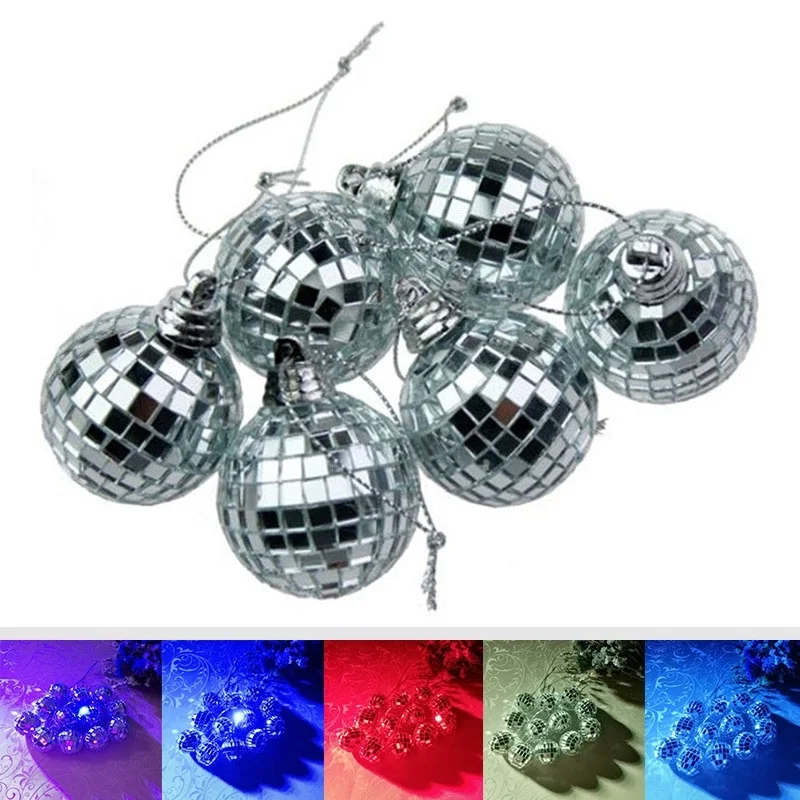 24 шт./компл. зеркальный стеклянный шар с блестками легкий серебристый для