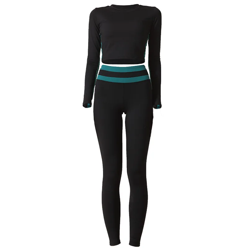 

2 Pieces Set Women Gym Fitness Yoga Set Tracksuits Women's Long Sleeve Shirts High Waist Running Leggings Quick Dry Sport Suits