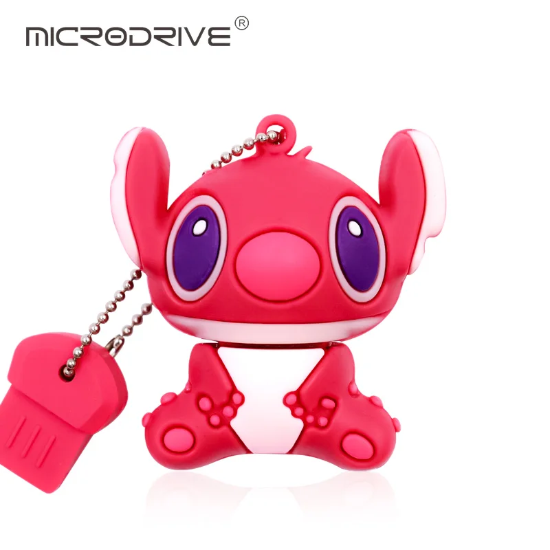 Розовый Настоящий мультяшный USB флеш-накопитель Lilo& Stitch, 4 ГБ, 8 ГБ, 16 ГБ, 32 ГБ, 64 ГБ, 128 ГБ, флеш-накопитель, usb флеш-накопитель, милая флеш-карта памяти, u-диск - Цвет: Розовый
