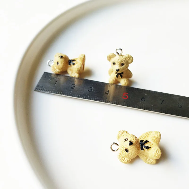 10pcs Lovely 3D Bear Resin Charms Pendant Findings Diy for Jewelry Making Small Bear Keychain Necklace Crafts Handmade Accessory image 4